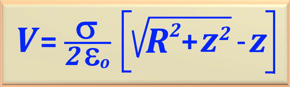 equation of potencial of the disk charged